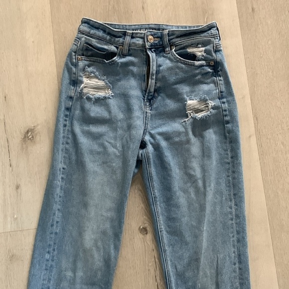 American Eagle moms straight jeans size 4 medium wash‎ high waisted school - Picture 6 of 12